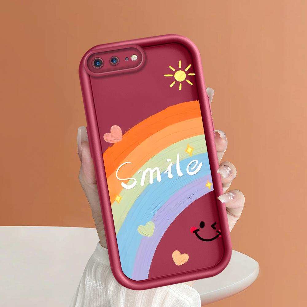 Colorful Rainbow Smile Face Pattern Phone Case for iPhone Samsung Galaxy Xiaomi Redmi POCO HUAWEI Honor Shockproof Rubber Cover Casing