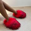 2025 Женские зимние тапочки из енотового меха, теплые плюшевые шлепанцы, тапочки из роскошного пушистого искусственного меха, домашняя хлопковая обувь, домашние меховые шлепанцы