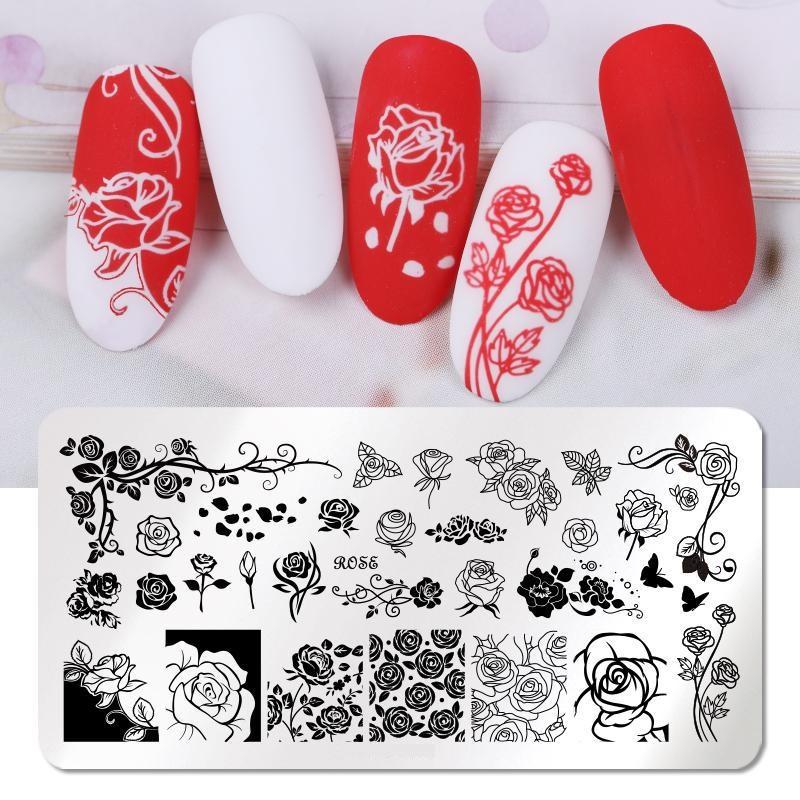 Штамповочные пластины для дизайна ногтей, листья, цветы, трафареты из нержавеющей стали, инструменты для штамповки изображений для ногтей, маникюрные инструменты