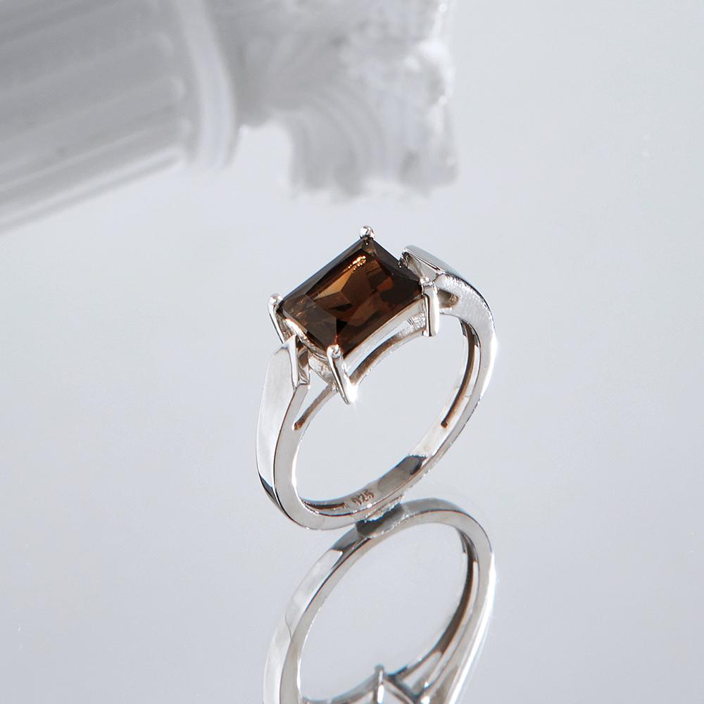 Классический дизайнерский комплект колец и серег для женщин, стерлинговое серебро 925 пробы, натуральный дымчатый драгоценный камень, ювелирные изделия в стиле аниме для повседневного ношения, подарок