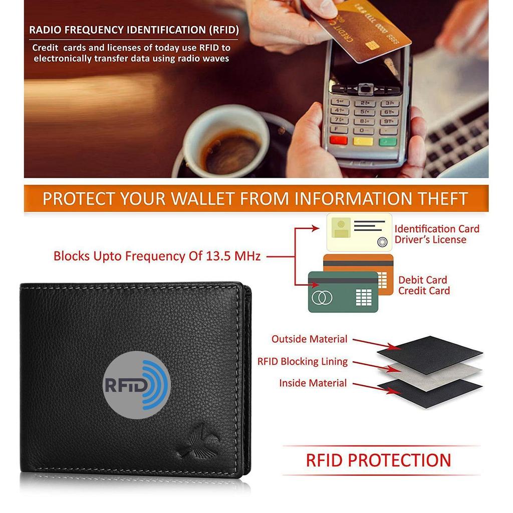 Мужской черный кошелек Stylist из натуральной кожи с защитой RFID | Фирменный подарочный кошелек для мужчин