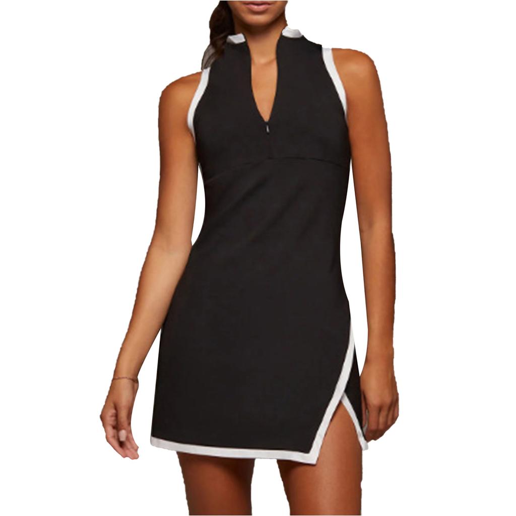 Женские платья для гольфа и тенниса, спортивные платья без рукавов с боковым разрезом для тренировок