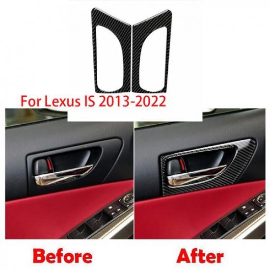 For Lexus IS 2013-2022 300 350 Carbon Fiber Front Door Interior Handle Cover 2pc