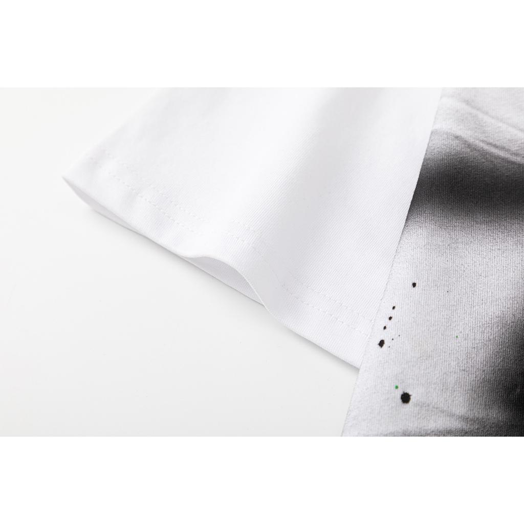 Off-White 2025 Spring/Summer New Style Inkjet Arrow Pattern Round Neck Hooded Short Sleeved Men's and Women's T-shirts