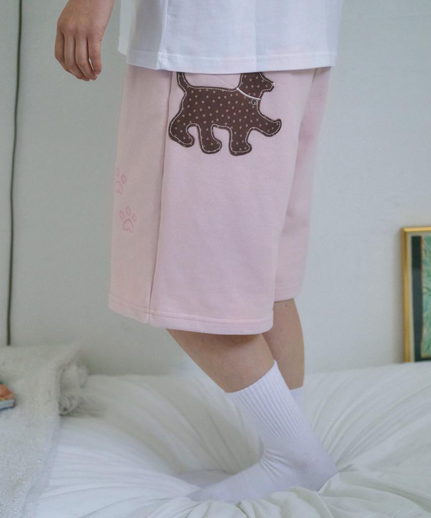 AMBLER Puppy Puppy Bermuda Pants Bermuda Single-Pleat Sweat Shorts Asp902 (Pink)