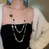 Elegant Multi-Layer Pearl Sweater Necklace for Women - Autumn/Winter Jewelry Accessory