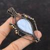 Кулон из синего кружева с агатом, медная проволока, кулон, титановые бусины, кулон, кулон из драгоценного камня, антикварные медные украшения, кулон ручной работы для подарка
