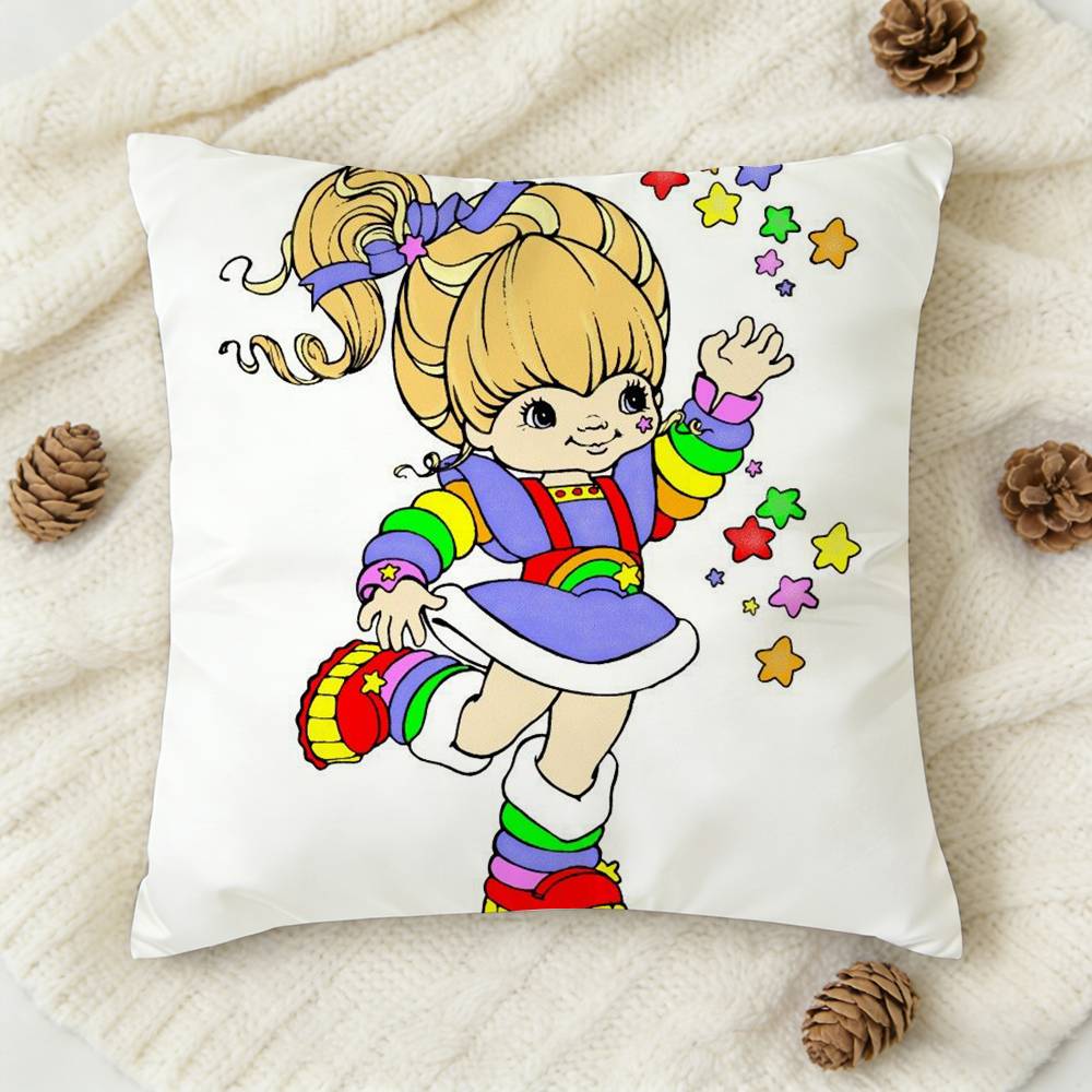 Cute RRainbow BBrite Doublesided Printed Square Decorative Cushion Cover for Sofa Living Room Home Decor