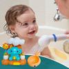 Baby Bath Toy Elephant Waterwheel Water Play Set with Suction Cup Colorful Early Education Enlightenment Portable Shower Fun Kit for Parent-Child