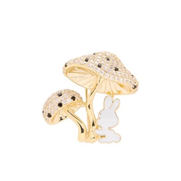 Винтажная китайская брошь в виде цветка с жемчугом и грибами