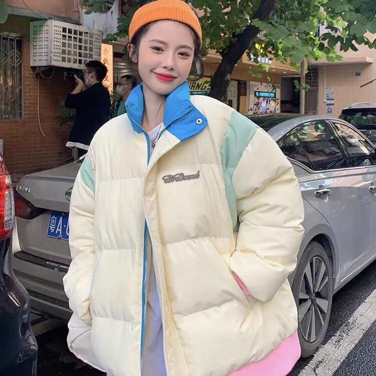 Осенне-зимняя уличная одежда, толстые женские куртки с хлопковой подкладкой, лоскутные парки, верхняя одежда