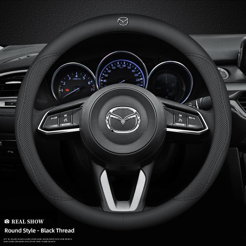 AAET1 38cm Nappa Leather Anti Slip Car Steering Wheel Cover For Mazda Speed 2 3 5 6 Atenza CX80 CX70 CX90 CX3 CX5 CX8 MX30 CX60 CX30