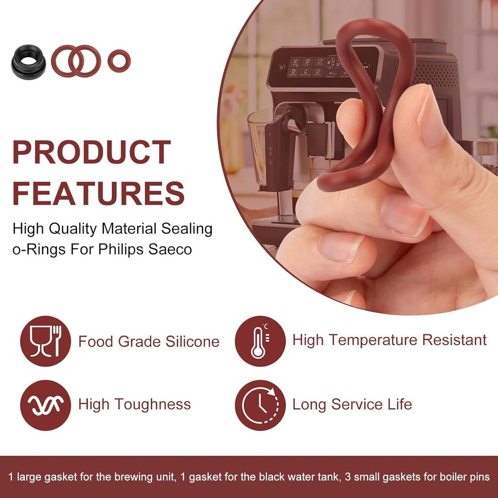 Seal O-Ring Maintenance Kit, Espresso Machine O-Ring Parts, Gasket Seal Set for The Water Tank, Brew Unit and Boiler Outlet Fit for Saeco Philips and
