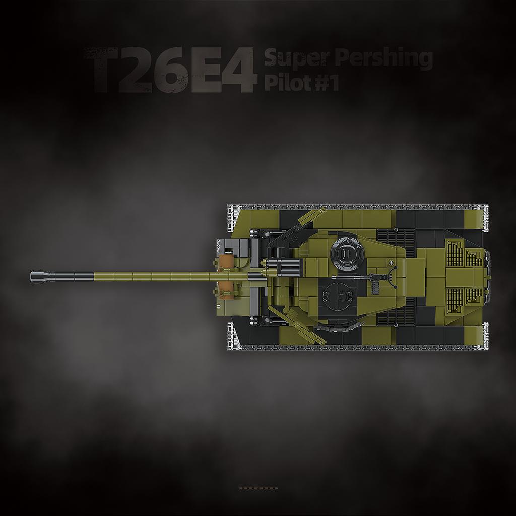 1322pcs Military Series Assembling Building Blocks American Tank T26E4 Heavy Patton Prototype Vehicle Children's Toy Gift