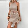 Новый Стильный Сексуальный Наряд с Кисточками, Топ на Бретелях с Круглым Вырезом, Без Рукавов, Платье-Костюм с Прикрытием Бедер