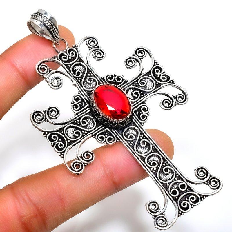 Мозамбикский гранат, драгоценный камень 925, посеребренная подвеска ручной работы, 3,21 дюйма