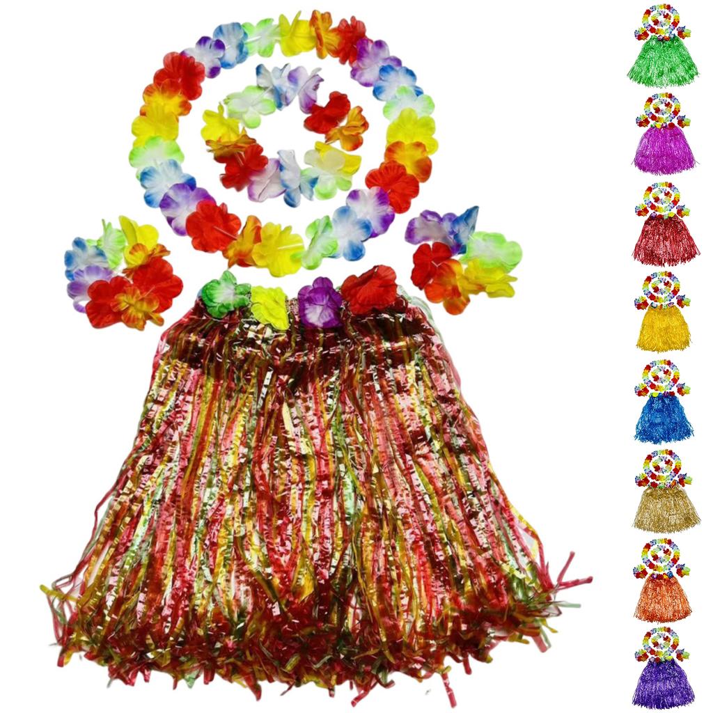 Carnival Ball Dance Performance Grass Skirt Set, Flower Garland, Head Flower, Hand Flower, Children's Grass Skirt