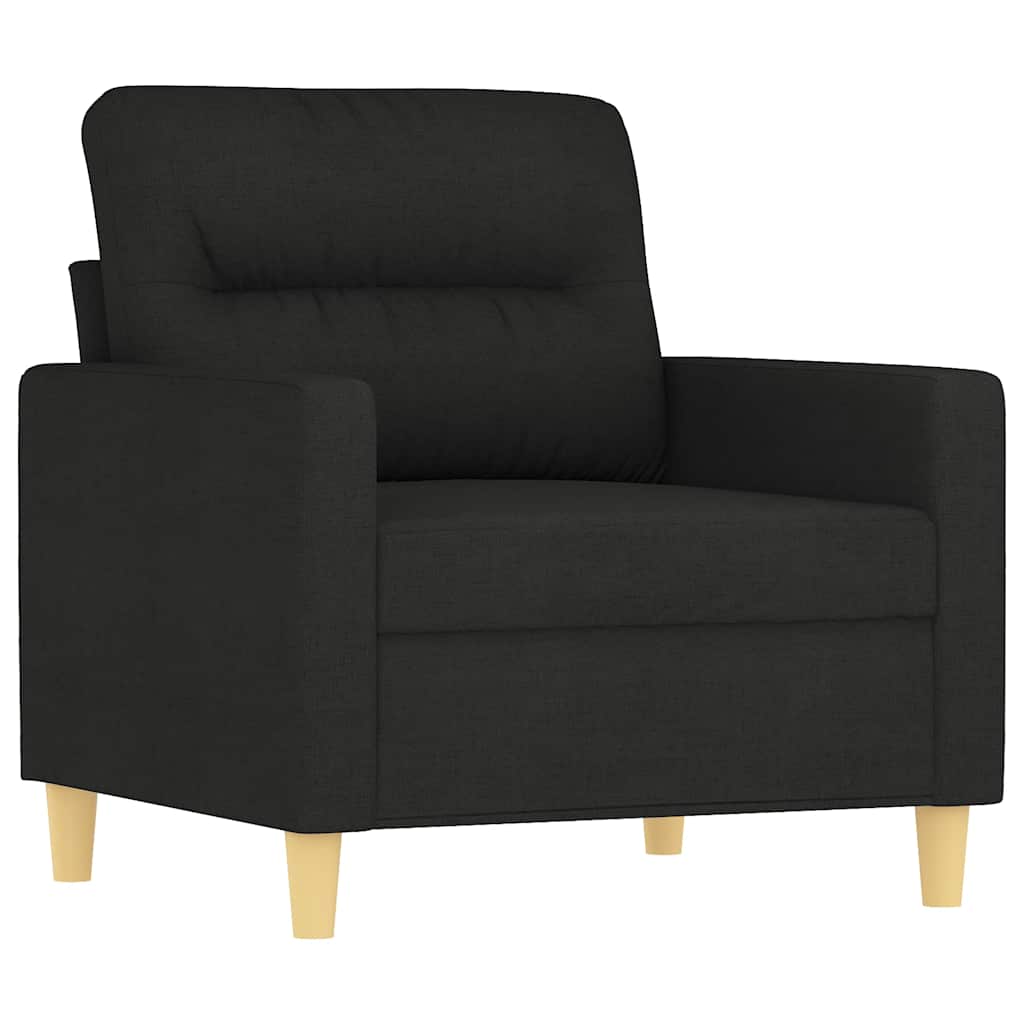 Vidaxl Fotel Z Podnóżkiem, Czarny, 60 Cm, Obity Tkaniną