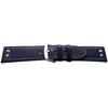 Bracelet De Montre - MY-MONTRE - 24/22mm - Cuir Veau Bleu Foncé - Coutures Contrastées - Boucle Inox Satiné