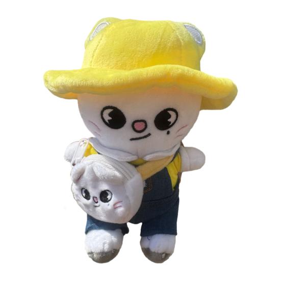 Cartoon Animal Plush Toy with Removable Clothes Backpack Pig Fox Chick Wolf Bear Cat Rabbit Dog Plushie Stuffed Animal Doll Band Fans Gift
