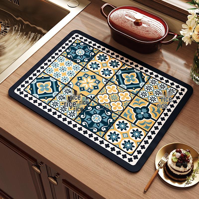 American Retro Quick-Dry Water-Absorbent Non-Slip Kitchen Mat for Countertops and Coffee Makers