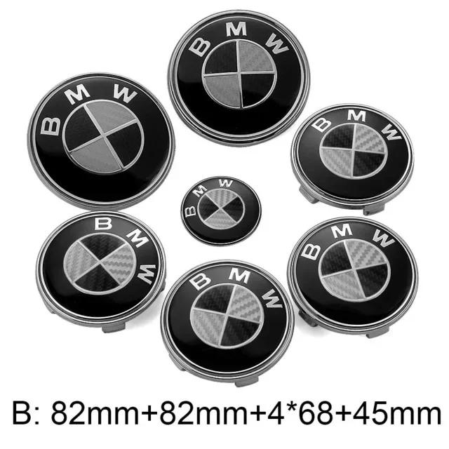 YAMHS1 For BMW New 2025 7pcs Car Front Emblem Rear Badge Wheel Hub Cap Sticker for E46 E90 E60 F10 F11 F20 F30 F34 F01 G20 G21 G31 G38