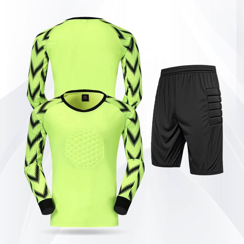 Men Women Soccer Goalkeeper Jersey Set Training Uniform Short Long Pants Fluorescent Green Blue Yellow Orange Gray Red Black