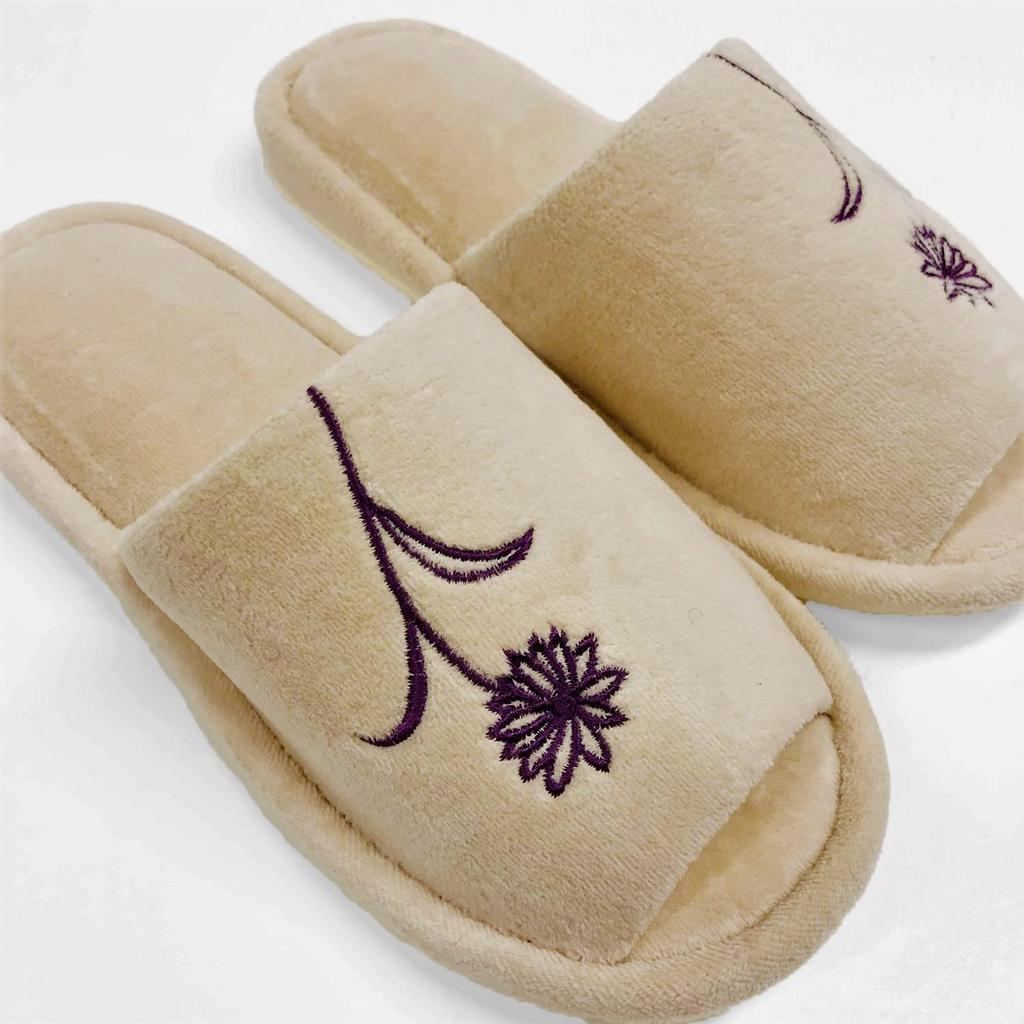 Senko Sway One Size Fits Floral Toilet 61662 Slippers, All, Beige, Embroidery, Washable, Slippers,