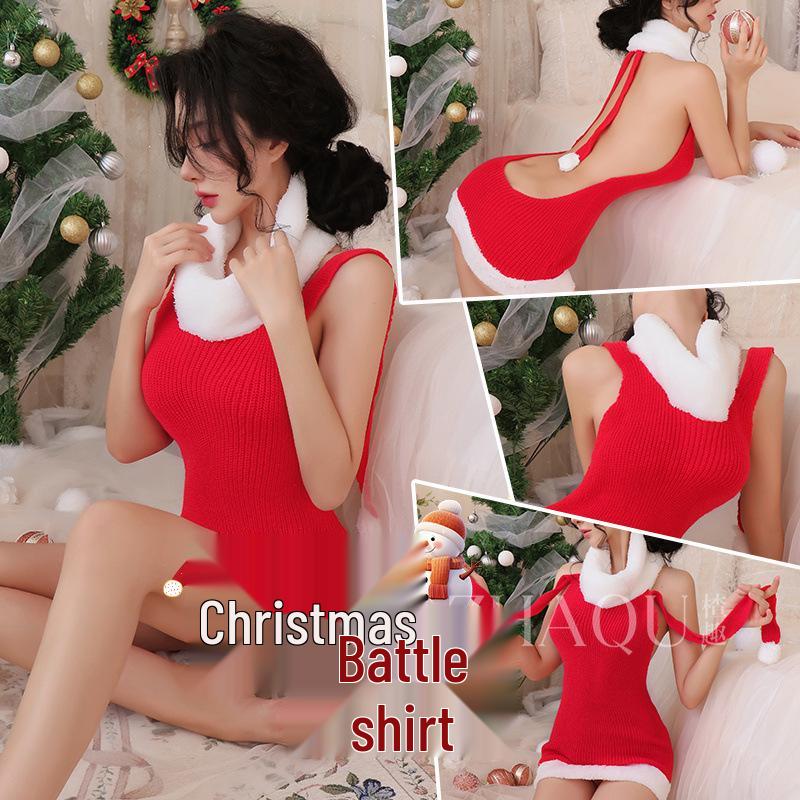 Chaqu Fun Lingerie: Sexy High Neck Backless Sweater - Quick Release Seductive Christmas Cosplay for Women