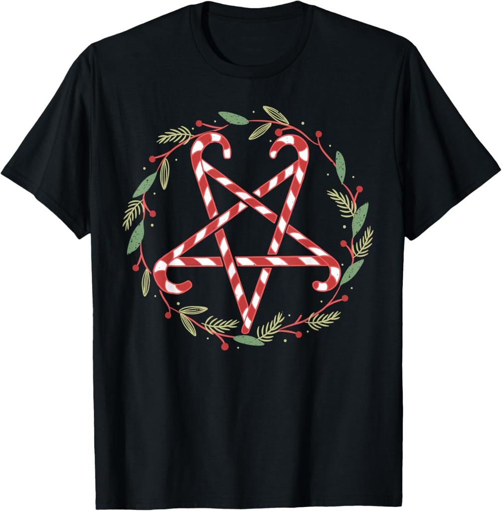 Candy Cane Pentagram Dark Christmas Adult Holiday Humor Gift T-Shirt