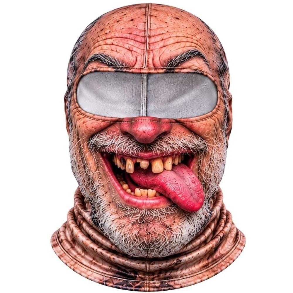 White Mustache Old Man Balaclava Face Mask 3D Face Printed Funny Ski Mask Novelty Headwear For Men