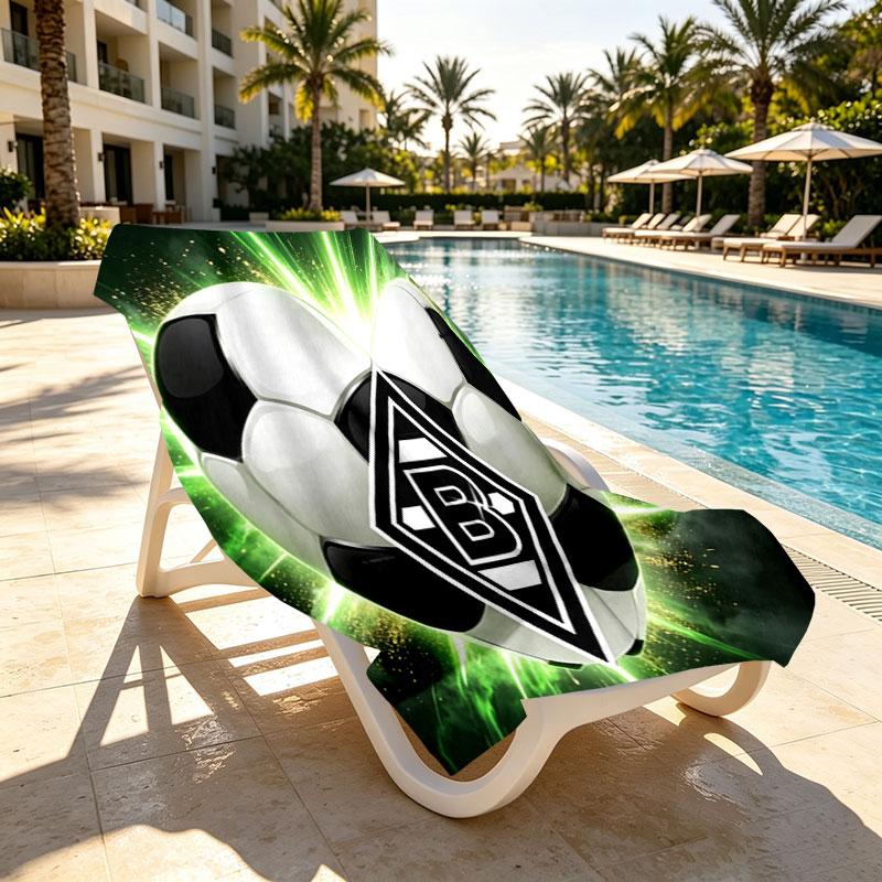 Borussia Monchengladbach Print Beach Towel Design, Soft, Lightweight. for Home Bathroom, Spa, Pool, Yoga, Surfing, Camping, Gift for Family, Friend