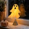 Cute Spooky Decor for Christmas Tree Ghost LED Decorative Light, Topper Light with Warm Soft Unique Birthday Gifts Lovers Glow, Halloween Resin
