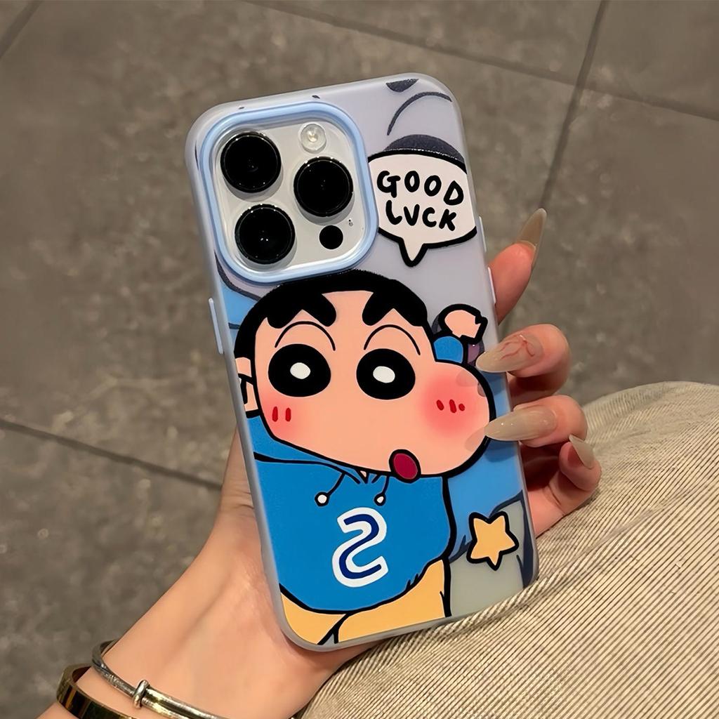 Jelly 2-in-1 Mobile Phone Case Rainbow Crayon Shin-chan Cute Cartoon Girl Birthday Korean Ins Style Mobile Phone Case