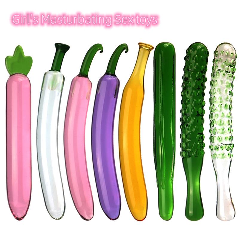 VaHppy Фаллоимитаторы искусственный пенис для девочек, мастурбирующие бананы, огурцы, баклажаны, стекло 19*2,7 см, 180 г, фруктовые гранулы, секс-игрушки для женщин