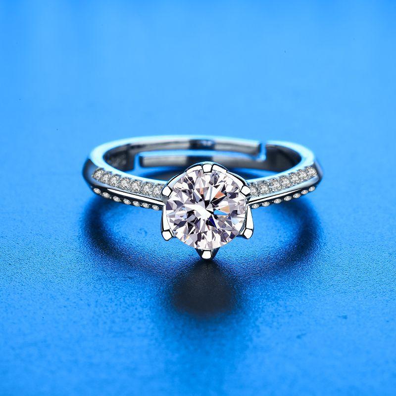 Кольцо из серебра 925 пробы Сердце AAA Циркон Открытое регулируемое Помолвочное Для женщин Свадебные Модные украшения Подарки для вечеринок