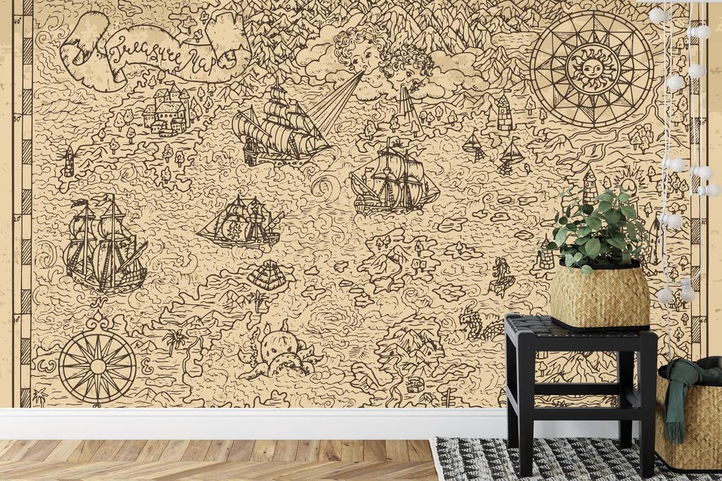 Photomural Treasure Map Washable Fleece 400x280