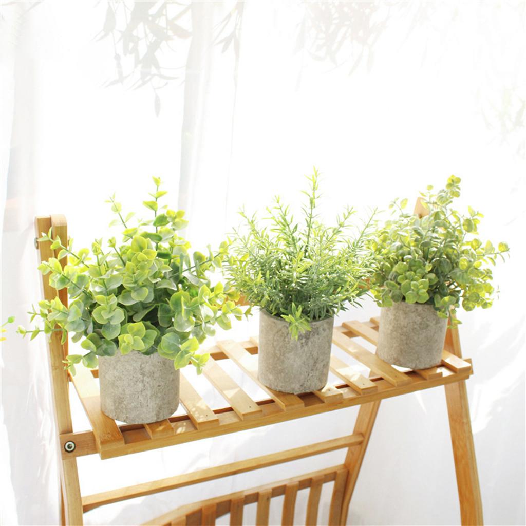 3pcs Potted Artificial Plant Fake Green Grass Leaves Artificial Simulation Plants Sets for Home