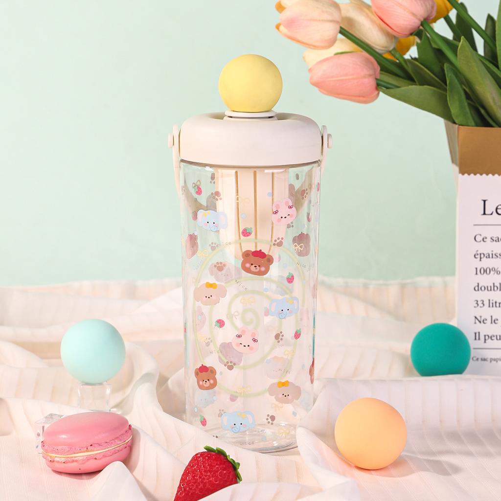 Water bottle creative portable float plastic cup summer tea separation straw cup girls outdoor portable cup wholesale