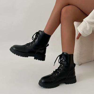 Распродажа модной женской обуви 2024 года, фирменные женские ботинки на шнуровке, осенние, с круглым носком, на твердой платформе, водонепроницаемые, короткие, модные ботинки