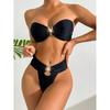 Solid Color G-String Bikini Breathtaking Bathing Suit with Feminine Bandage Design Deal Brazilian Bikini for the Beachwear