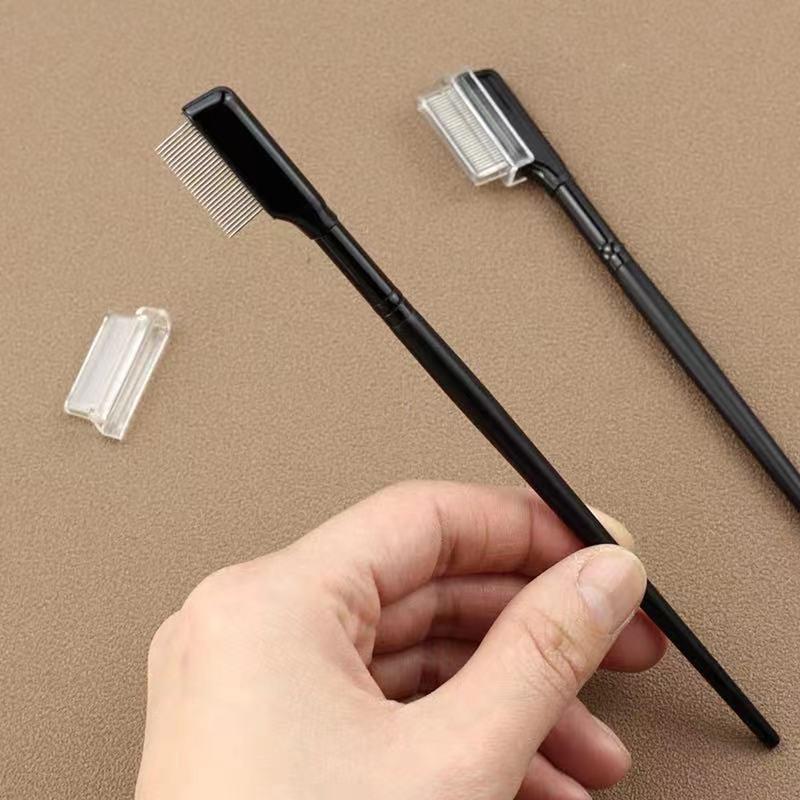 1 шт. Черная металлическая расческа для ресниц и щеточка для бровей для наращивания ресниц, косметический инструмент для красоты
