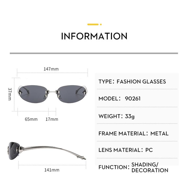 Women's Sunglasses, Star Rimless Sunglasses, Men's and Women's Retro Oval Sunglasses.