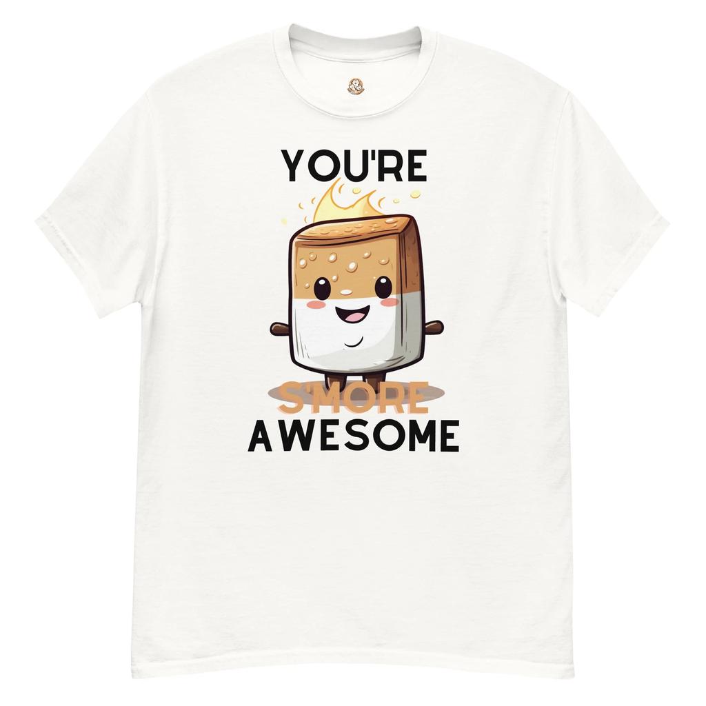 Live With Laughter Novelty Graphic T-Shirt - You're S'more Awesome (White)