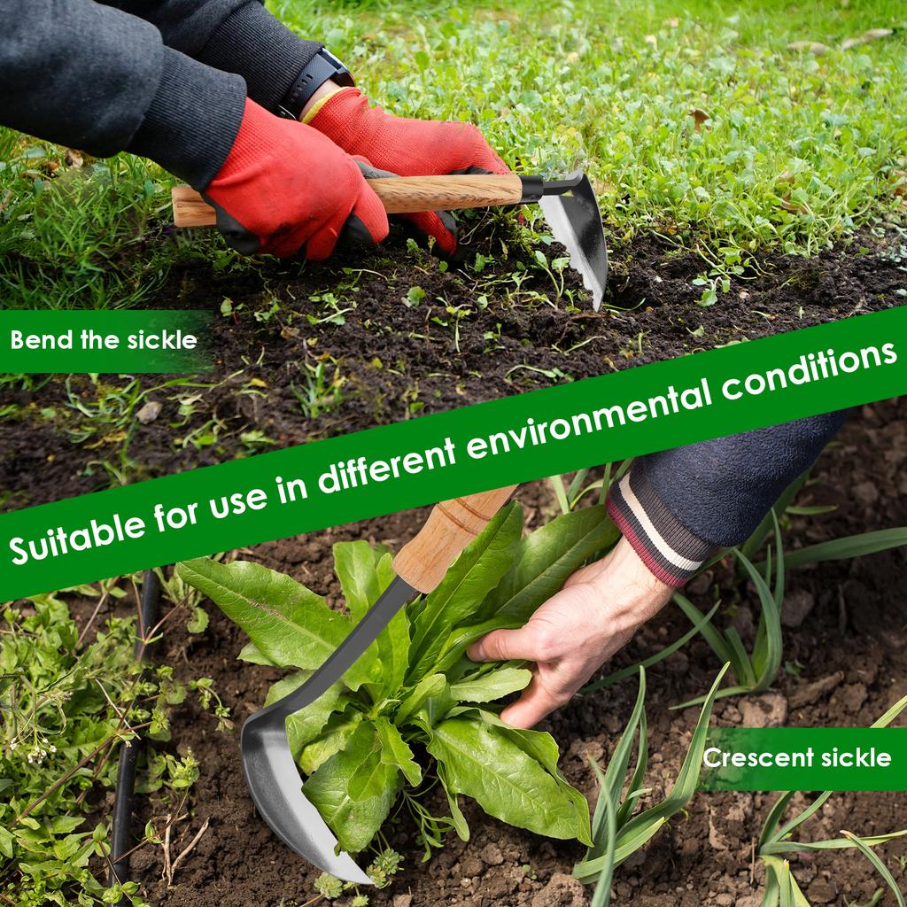 2Pcs Weeding Sickle Steel Grass Sickle with Incisive Blade Manual Sickle Hoe Gardening Tools Lightweight Weeding Grass Sickle