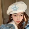 Vintage Japanese Knitted Flower Beret Hat for Women Autumn Winter Milk Silk Breathable Painter Pumpkin Hats Dome Beanie Cap Ins Style