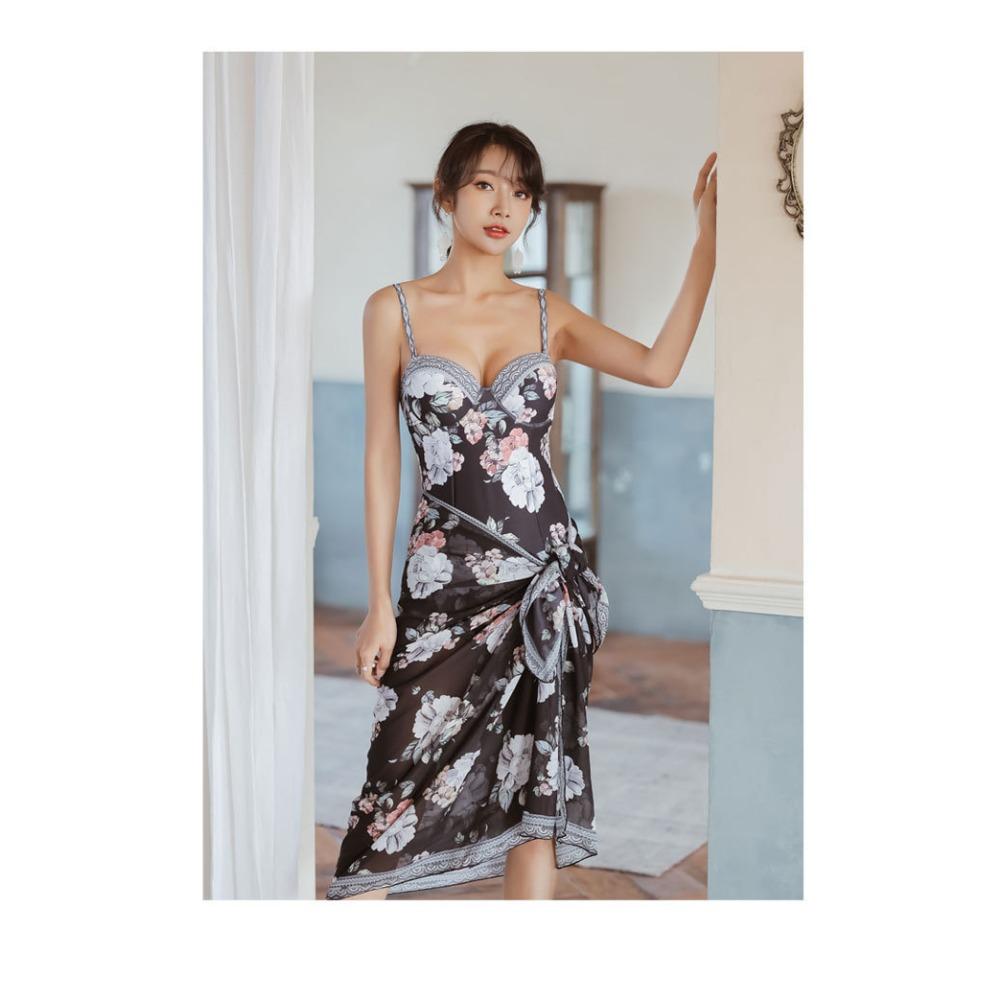 Цельный купальник юбка плоский угол консервативный тонкий живот маленькая грудь сборка бикини весенний купальник