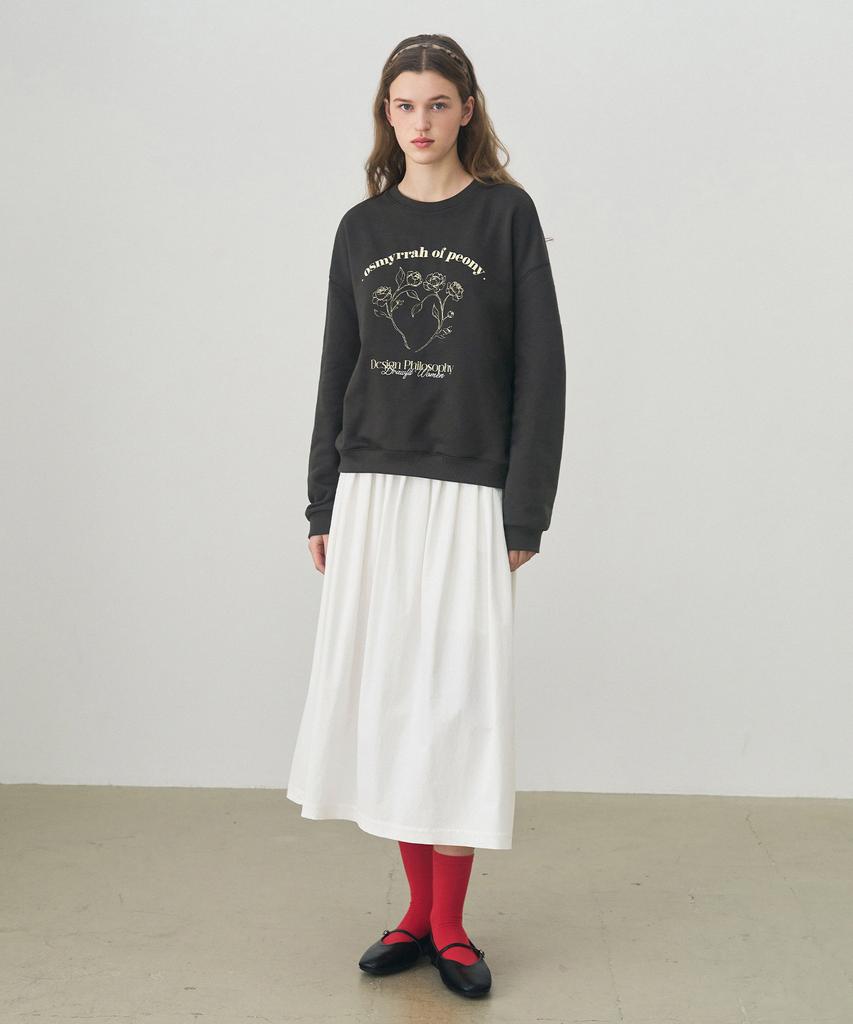 Deuloupisumeon Pleated Long Flare Skirt [Ivory]