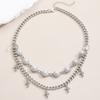 3Pcs/Set Women Jewelry Set Rhinestones Inlaid Imitation Pearls Charm Necklace Drop Earrings Bracelet Set Dating Commuting Jewelry