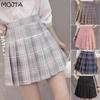 Клетчатая летняя женская юбка с высокой талией, студенческие плиссированные юбки, женские милые мини-юбки для танцев для девочек